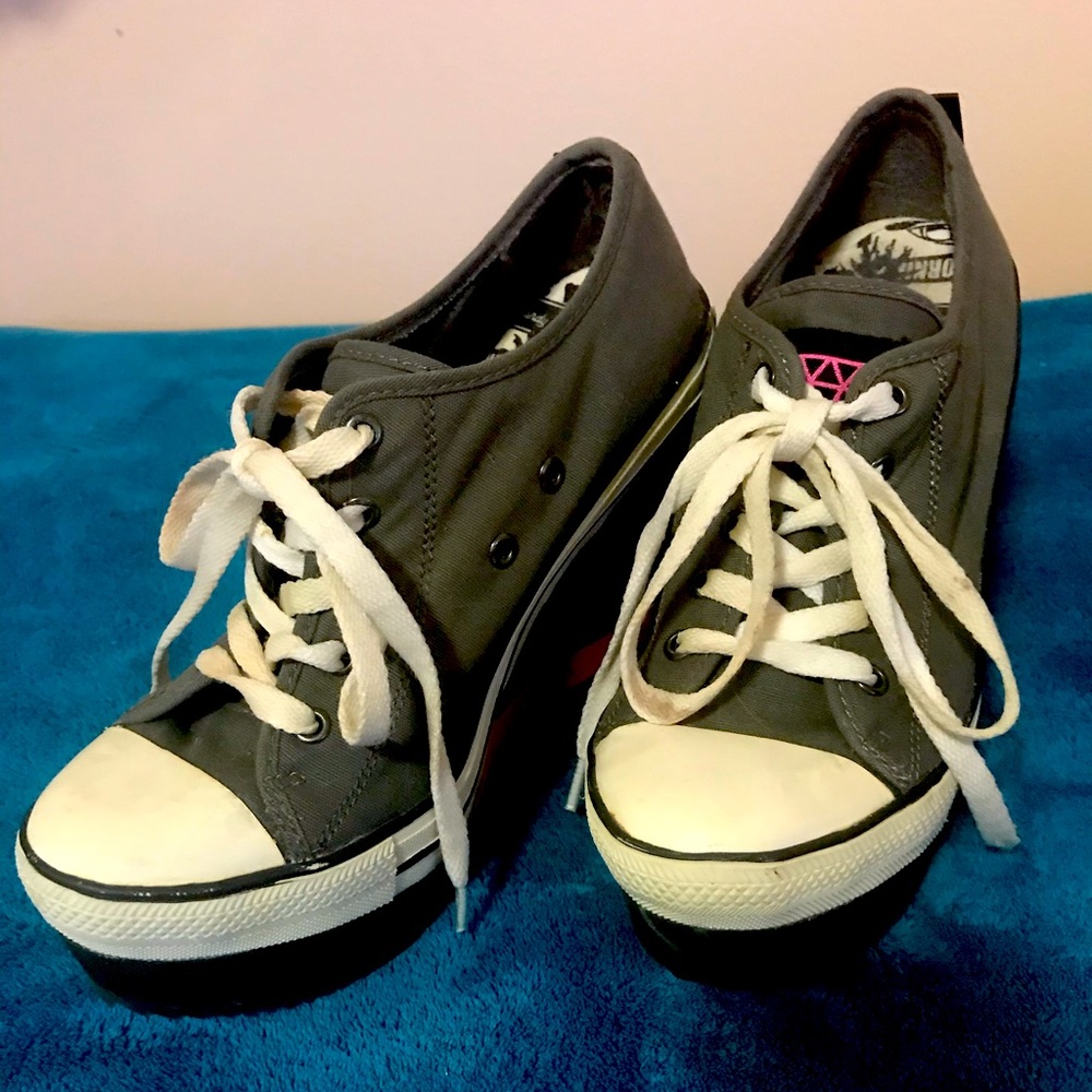 Rock Candy Platform Wedge Shoes Grey and Black